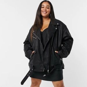ASOS oversized faux leather biker jacket